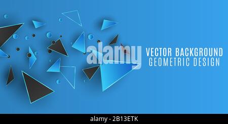 Arrière-plan de conception géométrique. Triangles et cercles bleus et noirs. Formes polygonales abstraites. Modèle de votre projet. Illustration vectorielle. SPE 10 Illustration de Vecteur