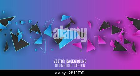 Arrière-plan de conception géométrique. Triangles et cercles violets et bleus. Formes polygonales abstraites. Modèle de votre projet. Illustration vectorielle. SPE 10 Illustration de Vecteur