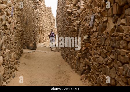 Vie de village à Ouadane, Mauritanie Banque D'Images