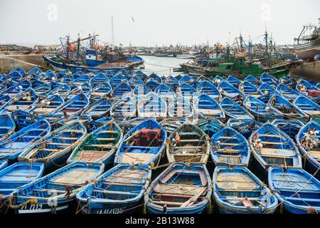 Parking Bateau, Essaouira, Maroc Banque D'Images