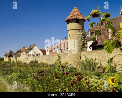 Mur sud de la ville de Mainbernheim, Basse-Franconie, Bavière, Allemagne Banque D'Images