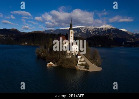 Marienkirche sur une petite île du lac de Bled, Bled, Slovénie Banque D'Images