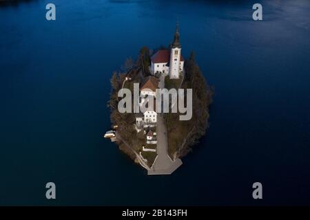 Marienkirche sur une petite île du lac de Bled, Bled, Slovénie Banque D'Images