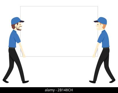 Illustration d'un conseil d'affaires De Deux hommes et de déménagement sur Les maisons En Mouvement Banque D'Images