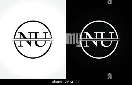 Premier Monogramme Lettre Nu Logo Design Vector Template. Conception Du Logo Lettre Nu Illustration de Vecteur