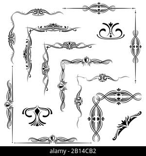 Fleurir des éléments décoratifs, ornement des frontières isolées sur blanc. Illustration vectorielle Illustration de Vecteur