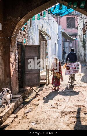 Poeople local dans la rue d'Agra, Inde, Asie Banque D'Images