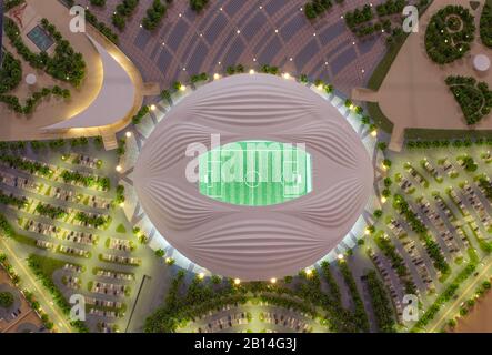 4 Décembre 2017 Moscou, Russie. La maquette du stade Al Wakrah au cours duquel se dérouleront les matchs de la coupe du monde de la FIFA 2022 au Qatar. Banque D'Images