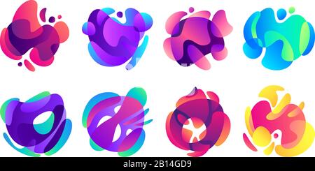 Formes de fluides organiques. Dégradés colorés, flou liquide et couleur floue forment un ensemble d'illustrations vectorielles abstraites isolées Illustration de Vecteur