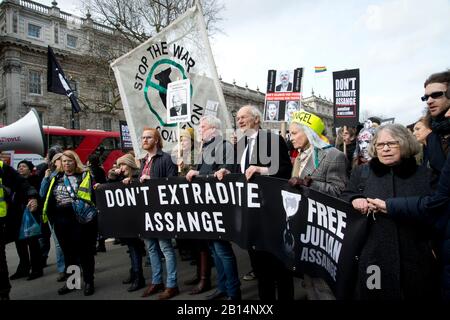 Londres 22 février 2020. Rassemblement pour s'opposer à l'extradition vers les États-Unis de Julian Assange qui est dans la prison de Belmarsh Banque D'Images