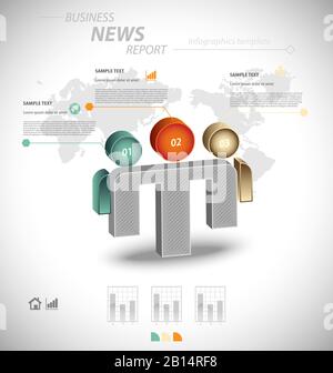 Infographie entreprise modèle pour la communication de données interactive Illustration de Vecteur