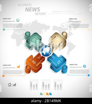 Infographie entreprise modèle pour la communication de données interactive Illustration de Vecteur