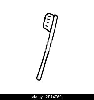 Brosse À Dents. Accessoires de salle de bains en bambou. Écologique. Illustration en noir et blanc sur fond blanc dans un style de gribouille Illustration de Vecteur