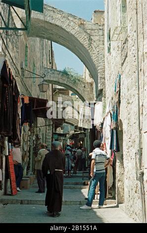 Via Dolorosa, Jérusalem, Israël, Août 1983 Banque D'Images