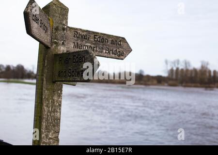 Inondations de Carlisle prises dans le parc Rickerby basé à Cumbria. Banque D'Images