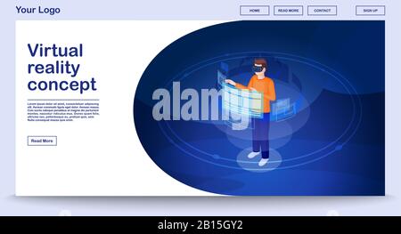 Modèle vectoriel de page Web de réalité virtuelle Illustration de Vecteur