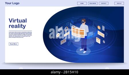 Modèle vectoriel de page Web d'interface utilisateur de réalité virtuelle Illustration de Vecteur