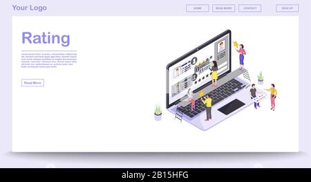 Modèle vectoriel de page Web d'évaluation et de feedback Illustration de Vecteur