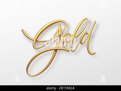 Texte or 3-3: Lettres calligraphiques illustration réaliste isolée sur fond blanc. Illustration vectorielle Illustration de Vecteur