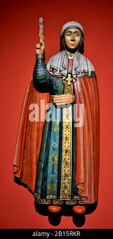 St.Paraskeva Pyatnitsa XVIIe siècle.Populaire dans l'ancienne russia.protector de voyageurs. Peinture, dorures et niveaux sur L'Icône en bois sculpté, Russie, Russie, Fédération de Russie, Banque D'Images