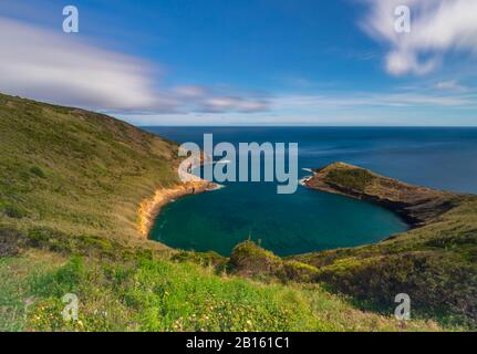 Vue Sur L'Océan Atlantique Depuis Monte De Guia, Horta, Faial, Açores, Portugal, Péninsule Ibérique, Europe Occidentale Banque D'Images