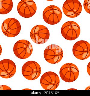 Motif sans coutures avec boules de basket-ball rouges à l'état plat. Illustration de Vecteur