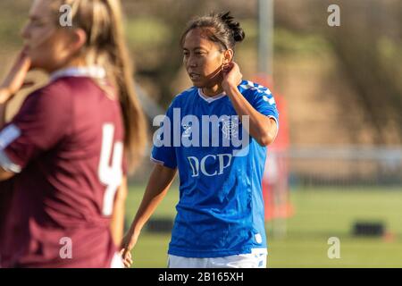 Glasgow, Royaume-Uni. 23 février 2020. Bala Devi of Rangers FC durant la Scottish Building Society Scottish Women's Premier League 1 Fixture Rangers FC vs Heart of Midlothian FC au Hummel Training Center, Glasgow, 23 février 2020 | Credit: Colin Poultney/Alay Live News Banque D'Images