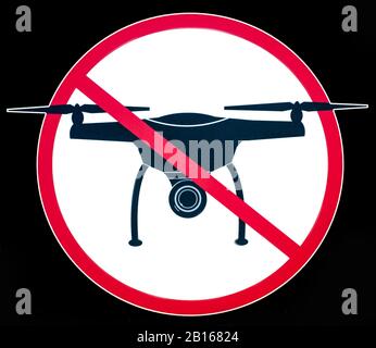 Signez AUCUNE ZONE DE VOL avec une image d'un droning ditragé. Banque D'Images