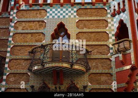 Casa Vicens Maison par le célèbre architecte Antoni Gaudi à Barcelone, Espagne, aujourd'hui musée. Banque D'Images