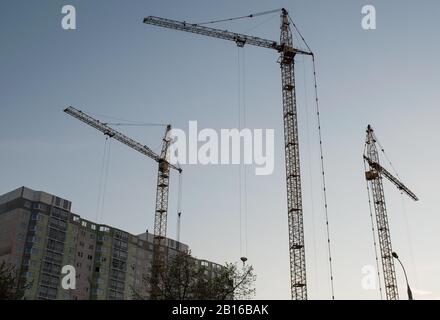 Construction d'un immeuble d'habitation à Moscou Banque D'Images