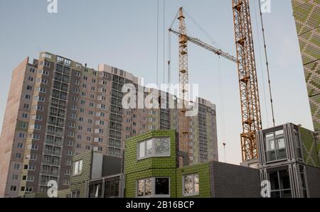 Construction d'un immeuble d'habitation à Moscou Banque D'Images