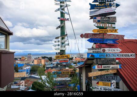 Punta Arenas, ville chilienne sur le détroit de Magellan. Banque D'Images