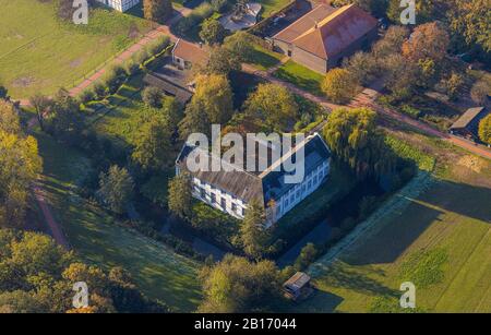 Photographie aérienne, château de Dorenburg, musée en plein air du Bas-Rhin, quartier de Bruckhausen, Grefrath, Bas-Rhin, Rhénanie-du-Nord-Westphalie, G Banque D'Images