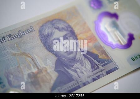 Nouveau billet britannique en polymère de 20 livres publié en février 2020 au Royaume-Uni. Banque D'Images