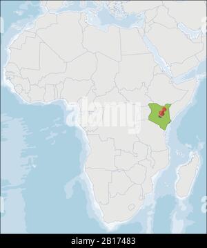 République du Kenya emplacement sur la carte de l'Afrique Illustration de Vecteur