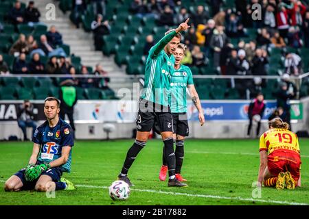 Tomas Pekhart et Arvydas Novikolas de Legia Warszawa célèbrent un but lors du match de la Ligue PKO Ekstraklasa entre Legia Warszawa et Jagiellonia Bialystok au stade municipal du maréchal Jozef Pilsudski Legia Varsovie. (Note Finale; Legia Warszawa 4:0 Jagiellonia Bialystok) Banque D'Images