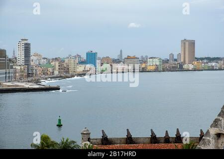 Cuba, la Havane, bord de mer de la ville vu du château de Morro Banque D'Images