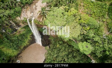 Ile Maurice, Rivière Noire, Chamarel, vue aérienne de la chute de Chamarel Banque D'Images