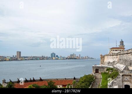 Cuba, la Havane, bord de mer de la ville vu du château de Morro Banque D'Images