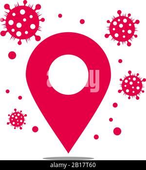 épizootie de localisation du vecteur de symbole de virus Illustration de Vecteur