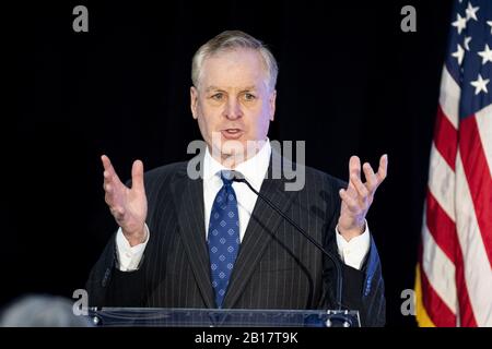 Washington, DC, États-Unis. 21 février 2020. 21 février 2020 - Kennett Square, PA, États-Unis: Ancien gouverneur de Pennsylvanie MARK SCHWEIKER (R) s'adressant à un événement en Pennsylvanie du crédit de la Coalition mondiale du leadership des États-Unis: Michael Brochstein/ZUMA Wire/Alay Live News Banque D'Images