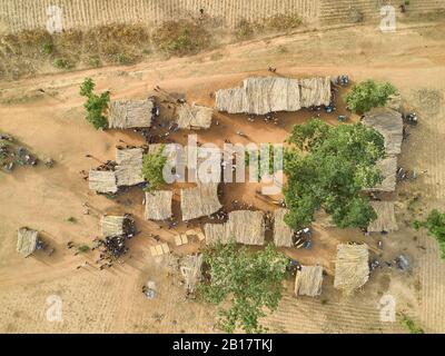 Nigeria, Ibadan, vue aérienne du marché de la tribu Kamberi Banque D'Images