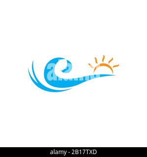 lettre c soleil vagues design logo vecteur Illustration de Vecteur