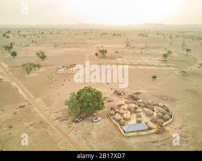 Nigeria, Ibadan, vue aérienne du village de la tribu Kamberi Banque D'Images