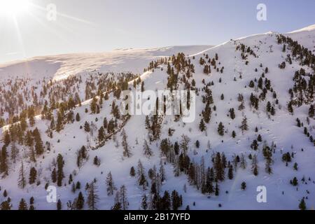 Autriche, Carinthie, Reichenau, Nockberge, Falkert, montagne enneigée le jour ensoleillé Banque D'Images