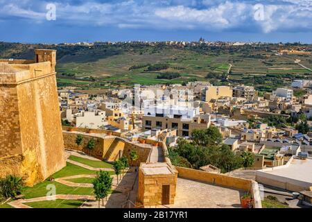 Malte, Gozo, Victoria, Rabat banlieue vue de Cittadella Banque D'Images