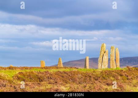 Ecosse, Orkney Islands, Mainland, Anneau De Brodgar, Henge Néolithique Et Cercle De Pierre Banque D'Images