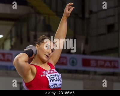 Glasgow, Écosse, Royaume-Uni. 23 février 2020. Adele Nicoll (Birchfield Harriers) en action lors de la fusillade des femmes a mis fin, au deuxième jour des Championnats d'intérieur d'athlétisme britannique à ESPAR 2020 de Glasgow, à l'Emirates Arena. Crédit: Iain Mcguinness / Alay Live News Banque D'Images