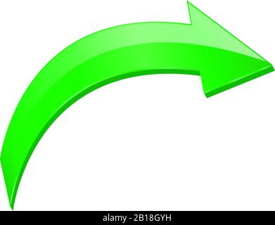 Flèche verte. icône brillante en relief Illustration de Vecteur