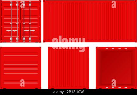 Kit de conteneurs d'expédition rouge Illustration de Vecteur